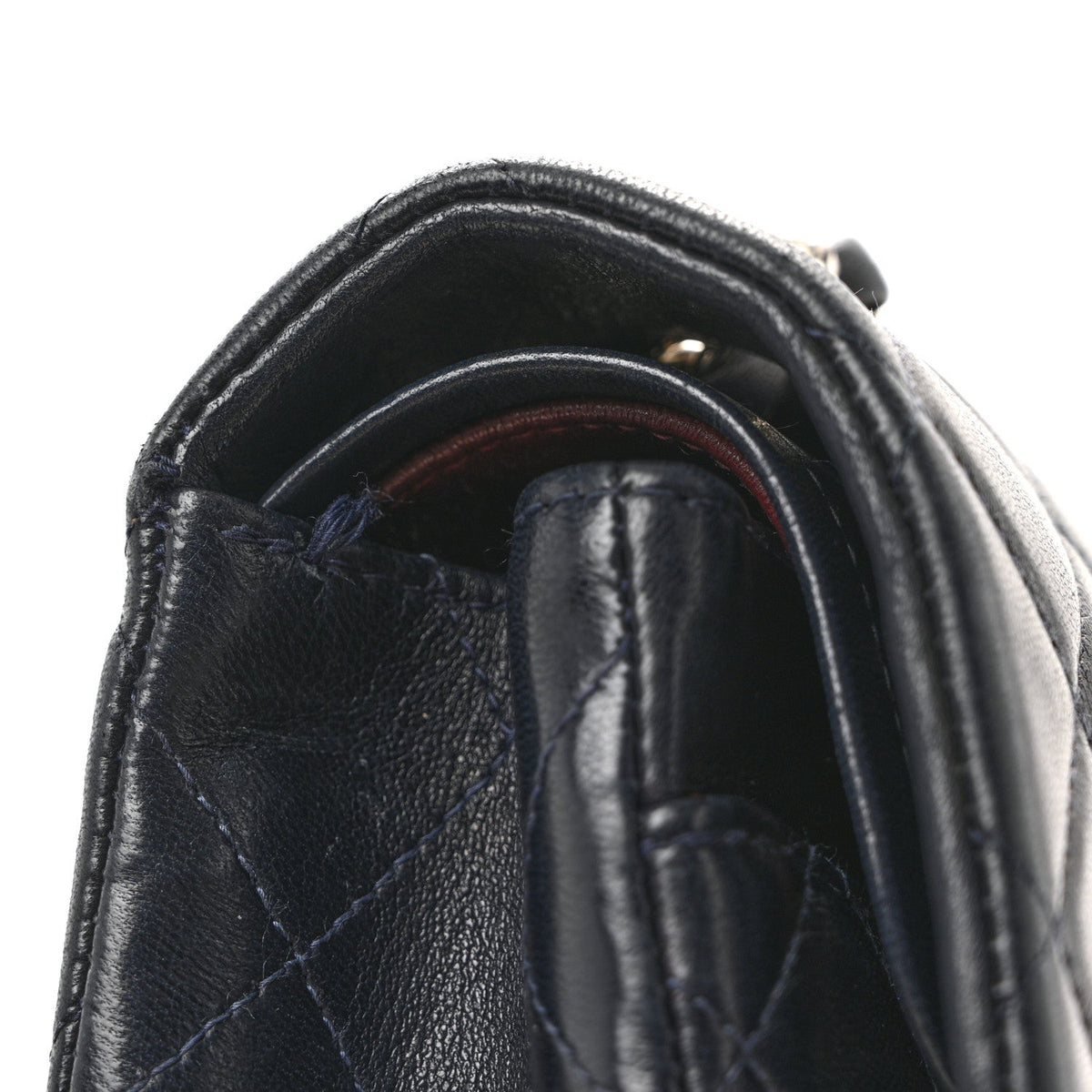 Lambskin Quilted Small Double Flap Navy