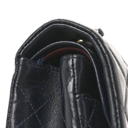 Lambskin Quilted Small Double Flap Navy