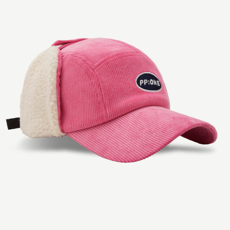 Winter Hat With Ear Flap Corduroy Baseball Cap