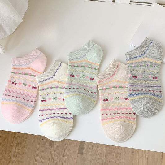 Rufia - Cute Cherry Ankle Socks with Bow Detail