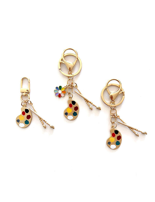 Artist Charm Alloy Paint Palette Keychain