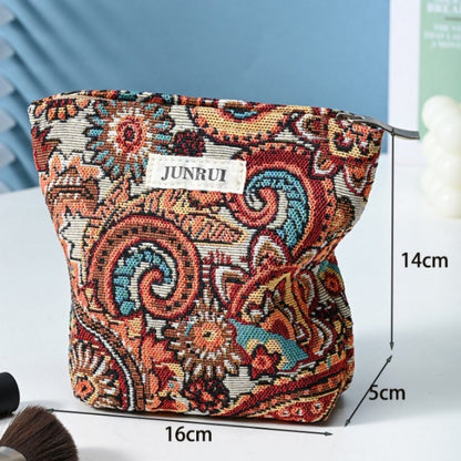 Cosbai - Boho Orange Floral Clutch Bag Zippered Organizer