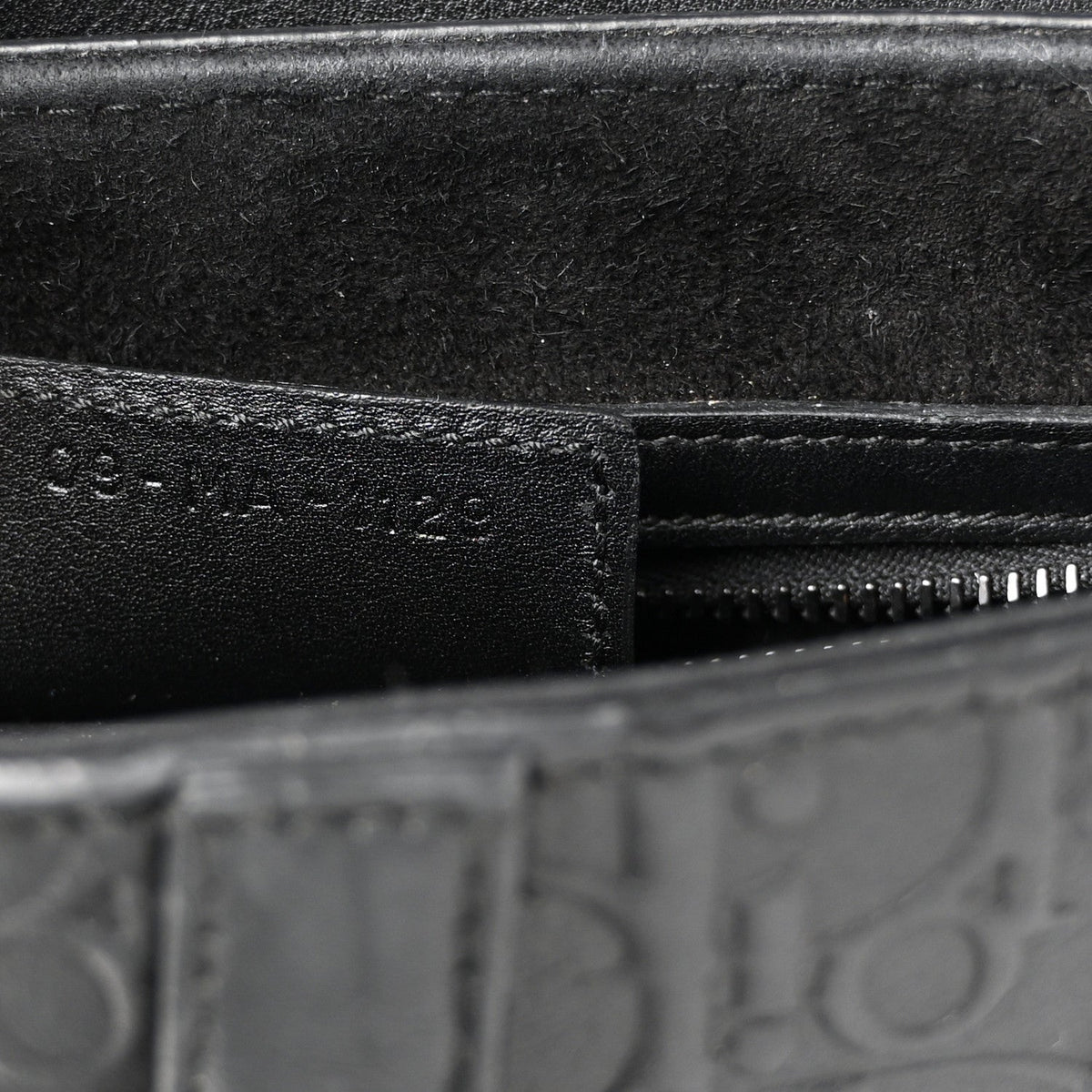 Calfskin Embossed Oblique Saddle Bag Black