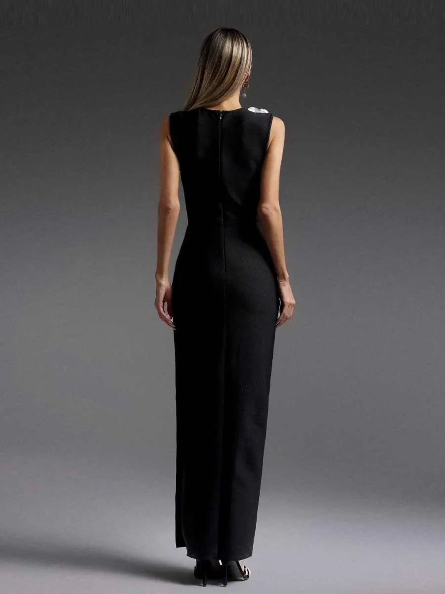 Milana V-neck Pearl Maxi Dress