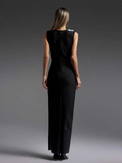 Milana V-neck Pearl Maxi Dress