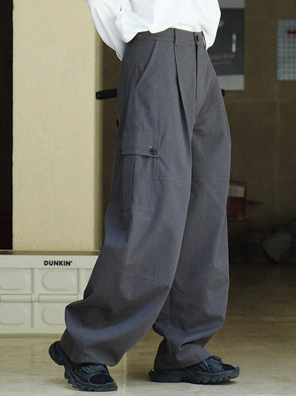 Leisure Fashion Wide Leg High Waisted Solid Color Pants