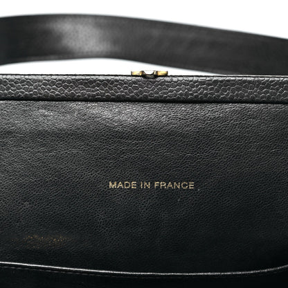 Caviar Quilted Frame Shoulder Bag Black