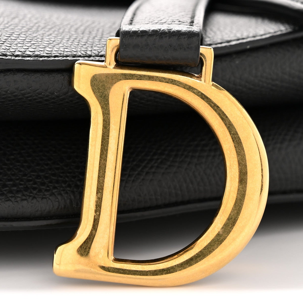 Grained Calfskin Mini Saddle Bag Black