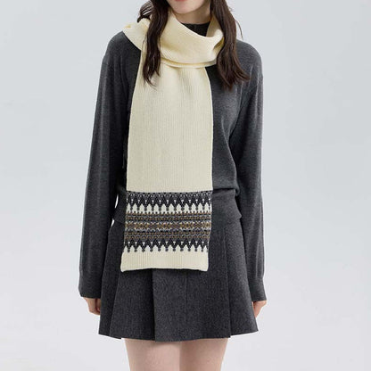 Vintage Soft Warm Fair Isle Knit Scarf