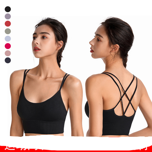 Cross-Back Sports Bra Quick Dry Shock-Proof Yoga Running Bra Women Without Steel Ring Large Size Sports Underwear