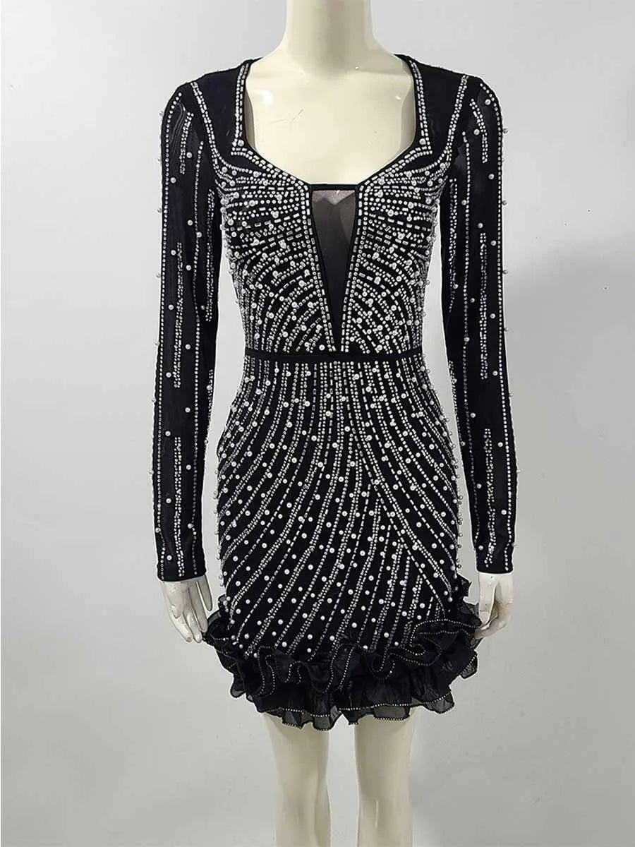 Sienna Diamond Bubble Bead Mini Dress