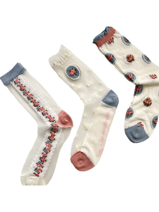 Rufia - Floral Lace Socks - Japanese Style