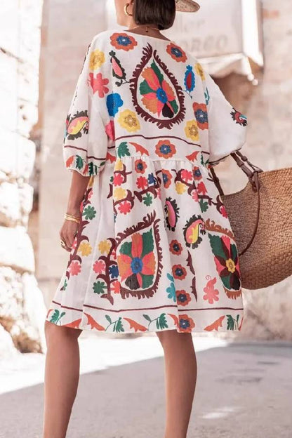 Loose Plus Size Women's Short Sleeve Mini Dress