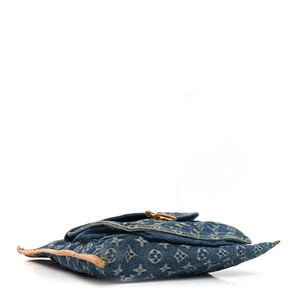 Monogram Denim Sac Plat Blue