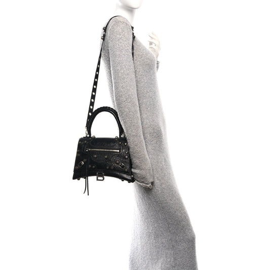 Arena Lambskin Medium Hourglass X Le Cagole Top Handle Bag Black