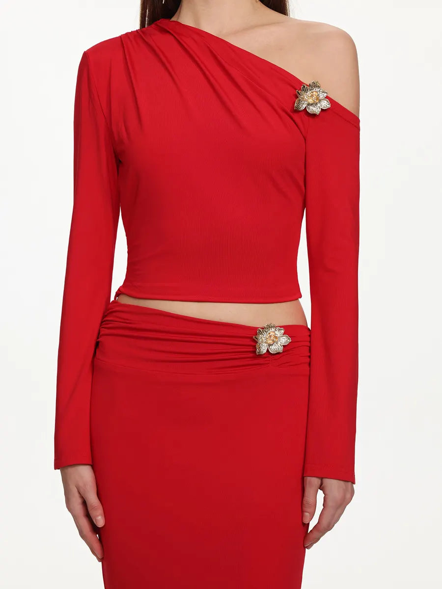 Gracelyn Romantic Contour Floral Hardware Two Piece Set