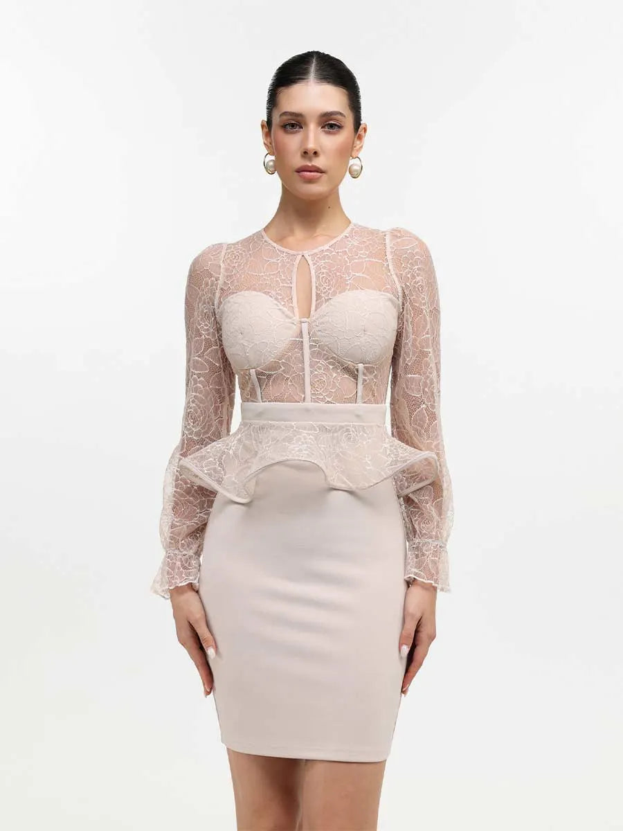 Sienna Lace Bandage Midi Dress