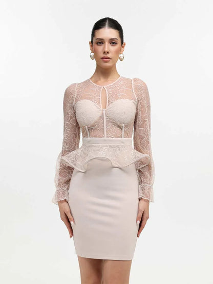 Sienna Lace Bandage Midi Dress
