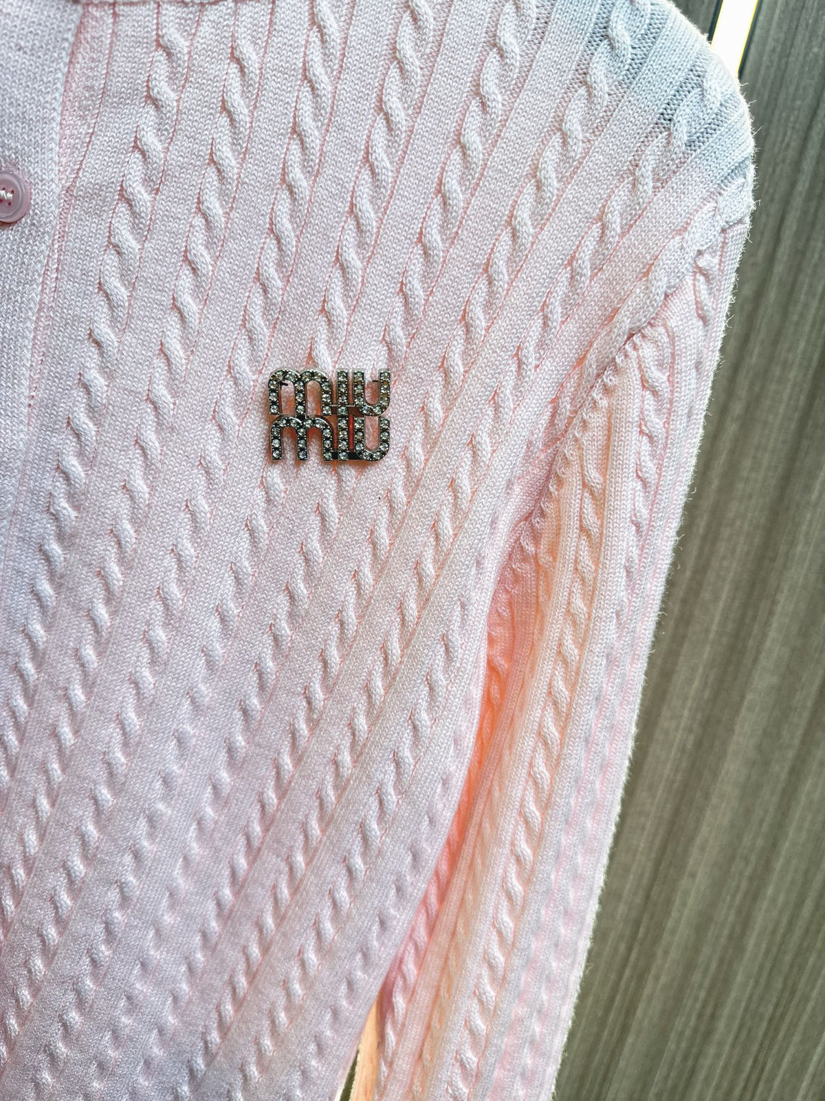 Miumiu 2025 Cardigan With Bow Cuff Cotton Wool