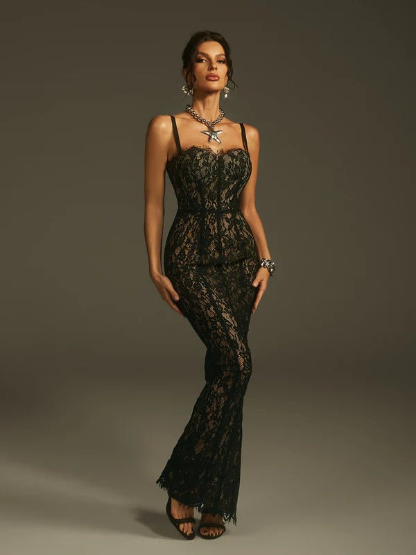 Marije Spaghetti Lace Maxi Dress