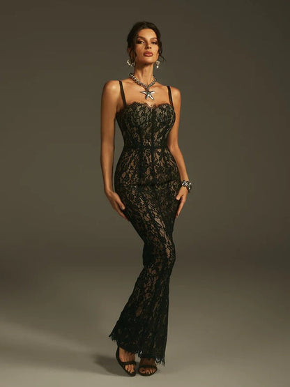 Marije Spaghetti Lace Maxi Dress
