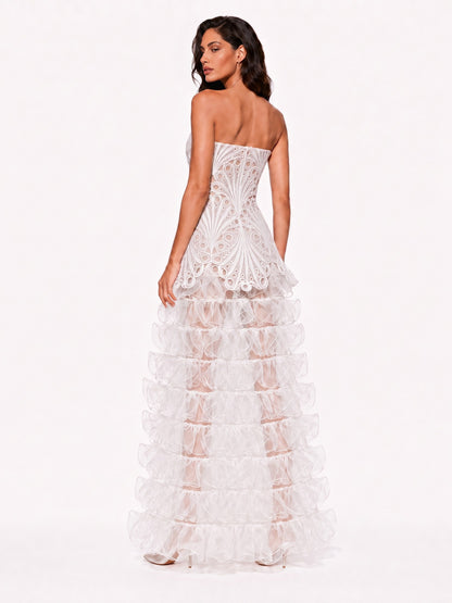 Iris Sheer Tulle Tiered Top and Maxi Skirt Set
