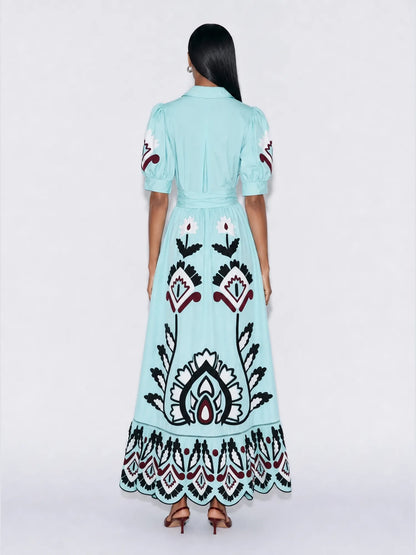 Celia Abstract print Shirt Maxi Dress