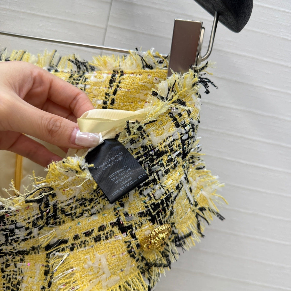 Balmain 26s Skirt Yellow Black Tweed 346066