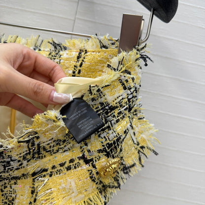 Balmain 26s Skirt Yellow Black Tweed 346066
