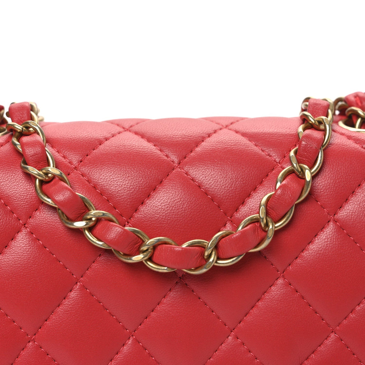 Lambskin Quilted Mini Square Flap Red