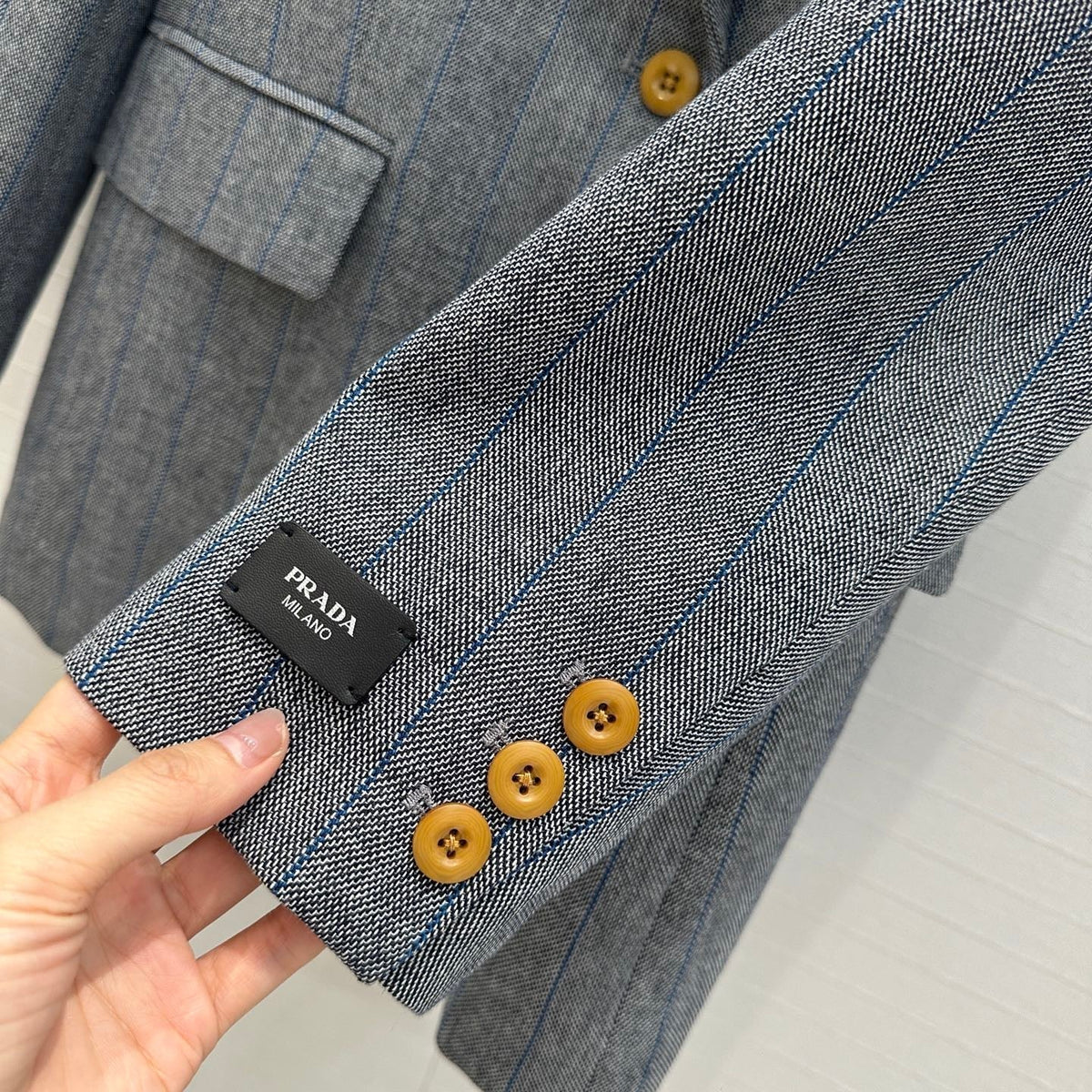 Prada 25 Striped Vest Suit Gray Wool Polyester