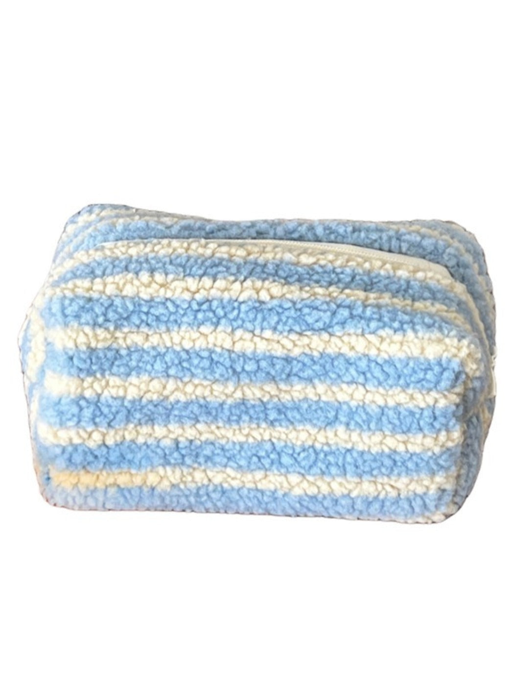 Cosbai - Blue Striped Fleece Makeup Pouch Organizer
