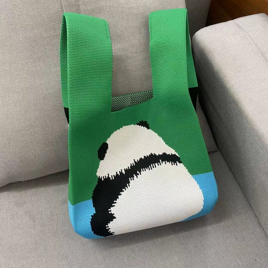 Crochet Tote Bag Big Butt Panda Knitting Bag