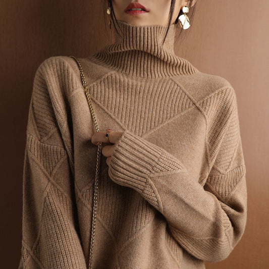 Long Sleeves Keep Warm Loose High Neck Sweater