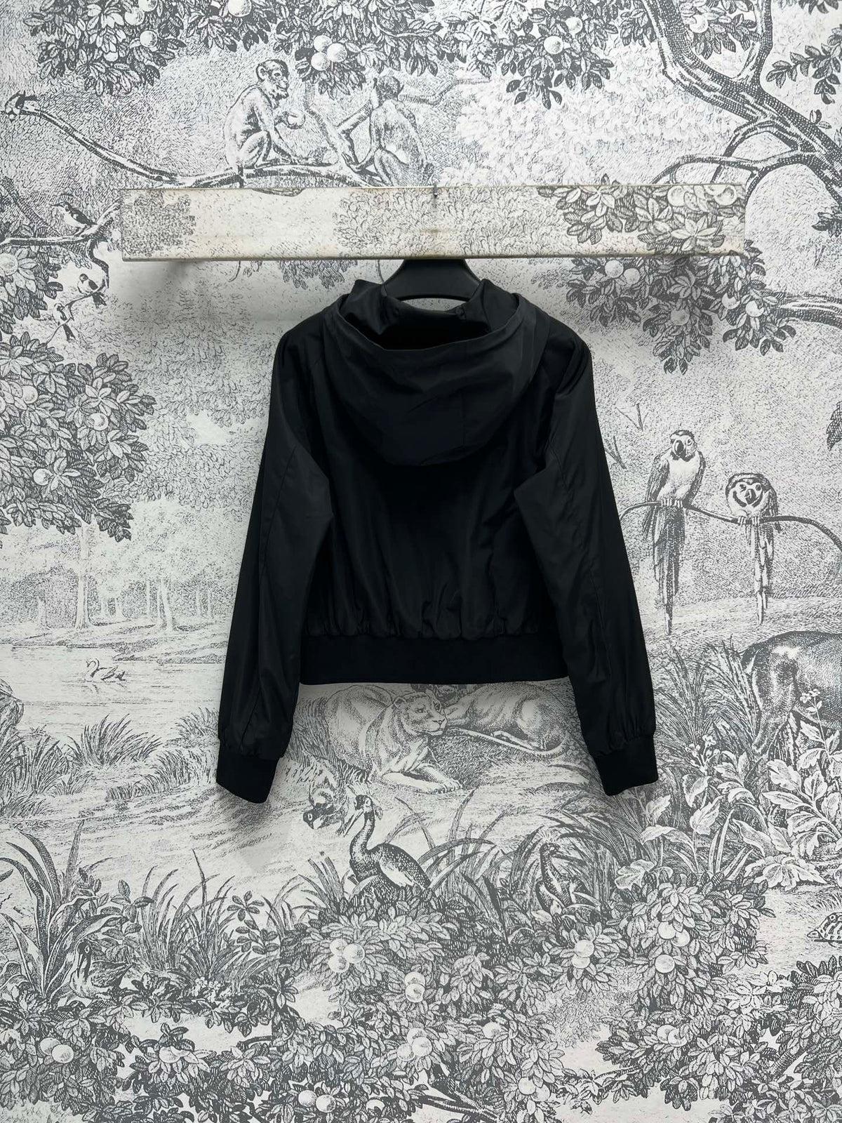 Prada 25 Hooded Triangle Logo Jacket Black Polyester