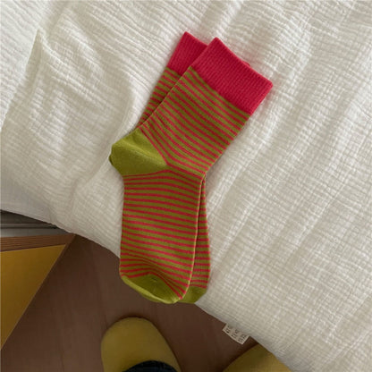 Rufia - Colorful Striped Mid-Calf Socks for Autumn-Winter