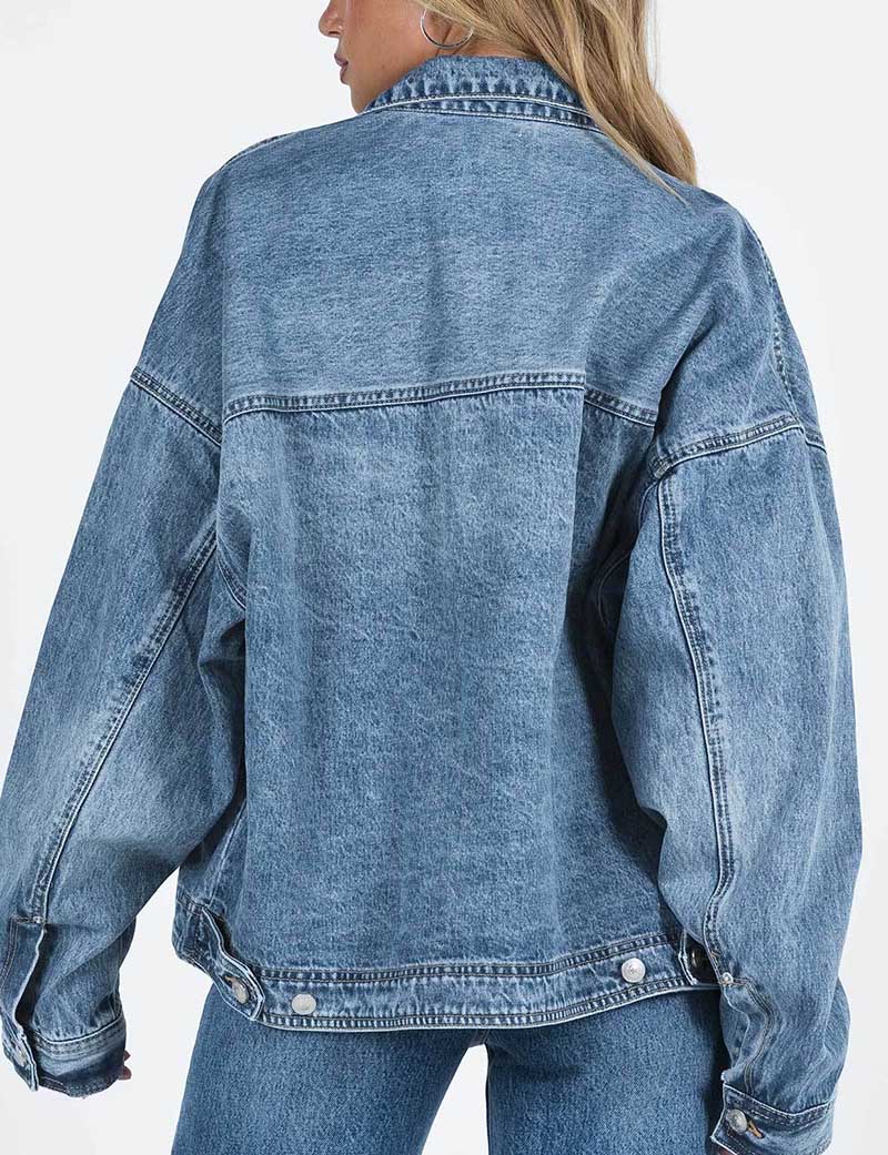 Washed Casual Pockets Buttons Denim Jacket