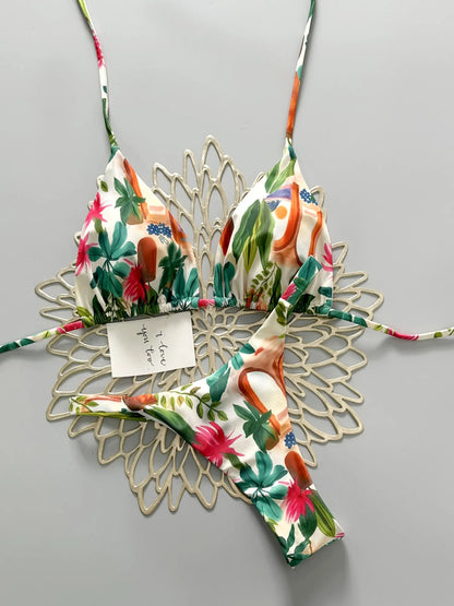 Evangeline Multi-Color Printed Strappy Bikini Two Piece Set