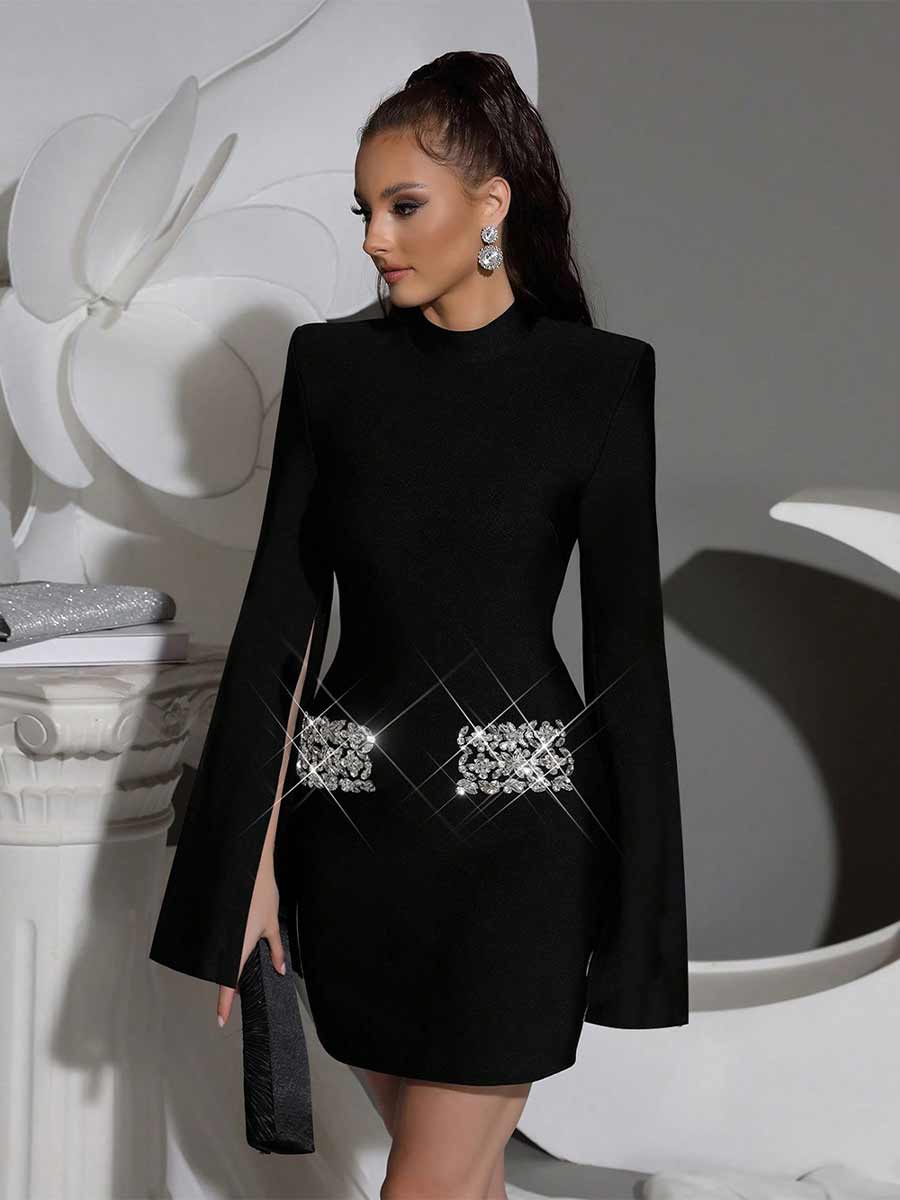 Karina Diamond Long Sleeved Mini Dress