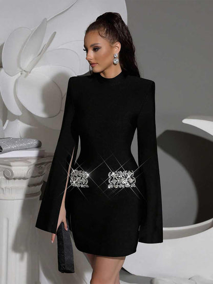Karina Diamond Long Sleeved Mini Dress