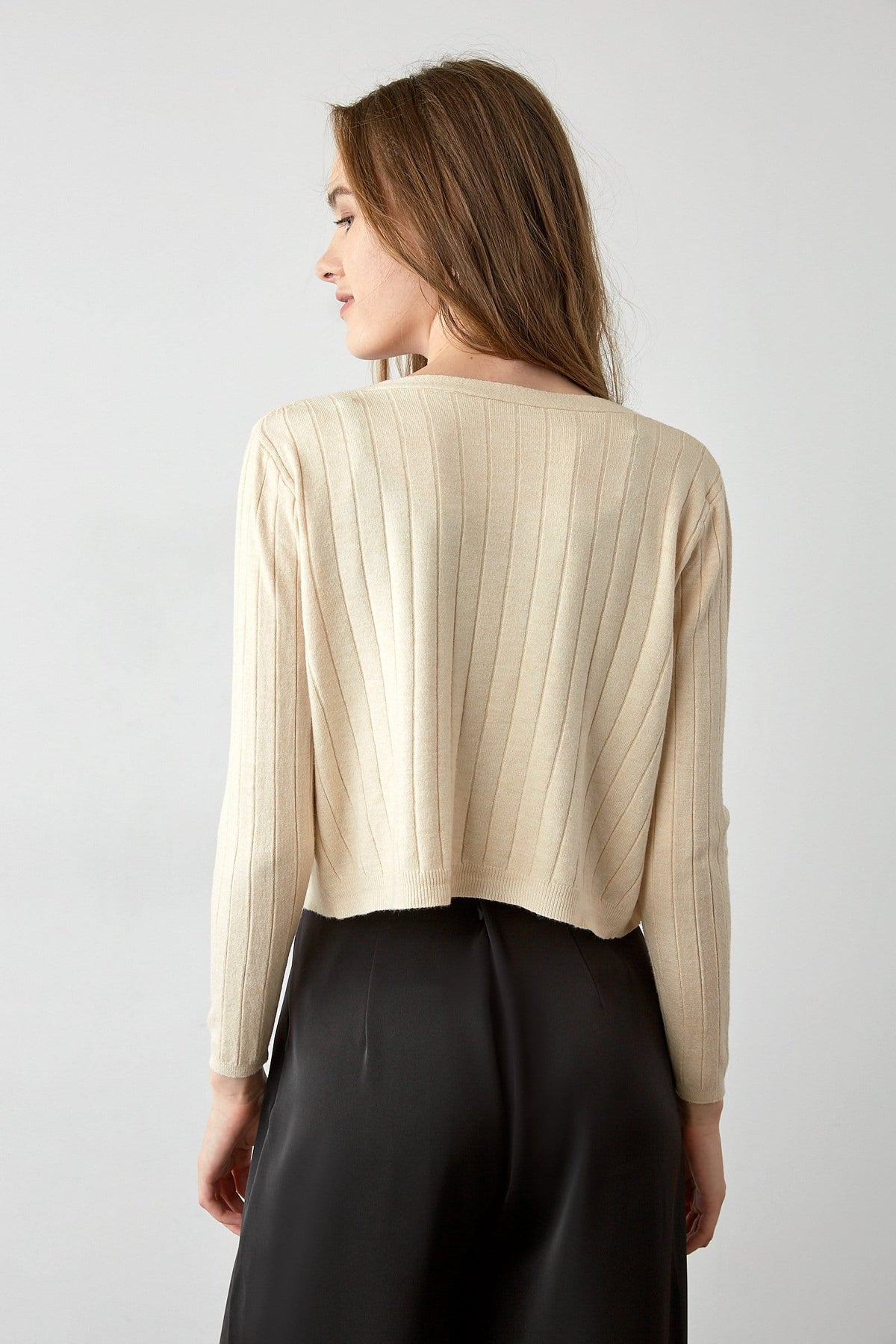 Abril Beige Button-Up Cardigan