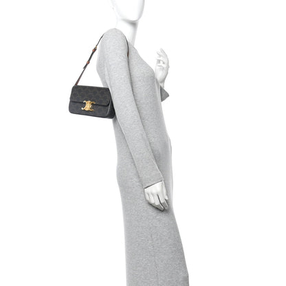 Canvas Calfskin Triomphe Shoulder Bag Tan