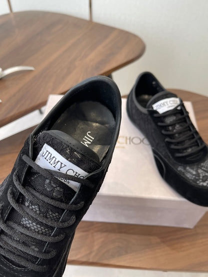 Jimmy Choo Sunny F Sneaker Black Lace Leather