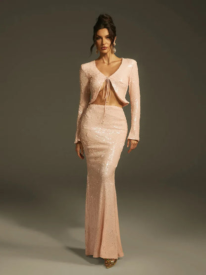 Avalynn Sequin Skirt Set