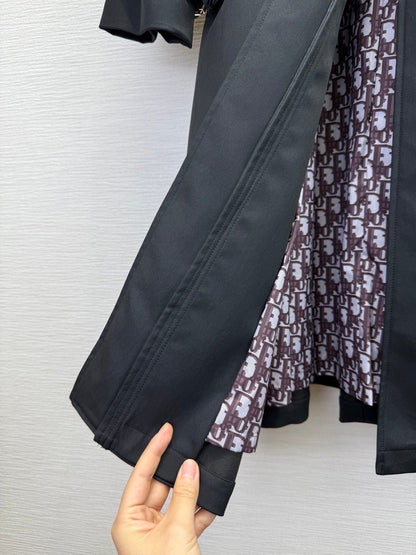CD 25SS Long Trench Coat Black Cotton 306563