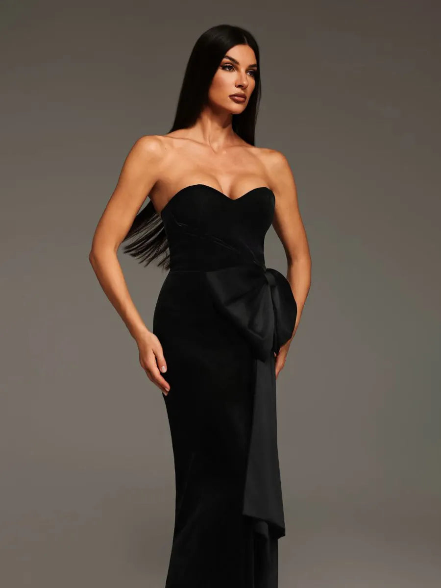 Briella Sleeveless Slit Bow Maxi Dress