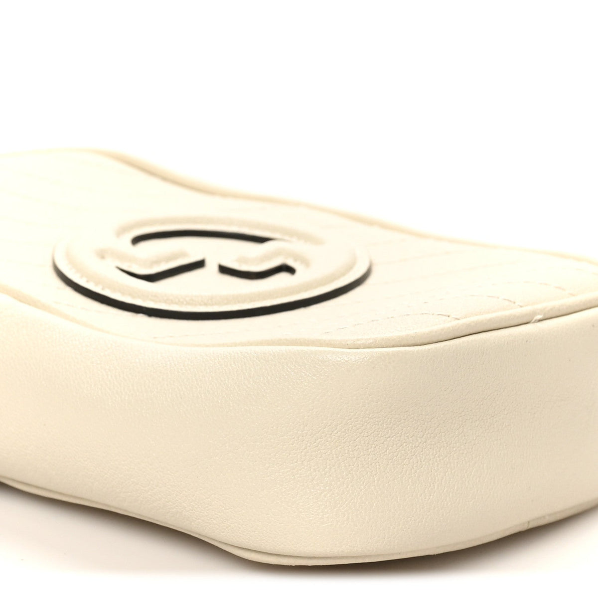 Sakai Be Green Calfskin Diagonal Stitched Mini Blondie Vertical Shoulder Bag Mystic White