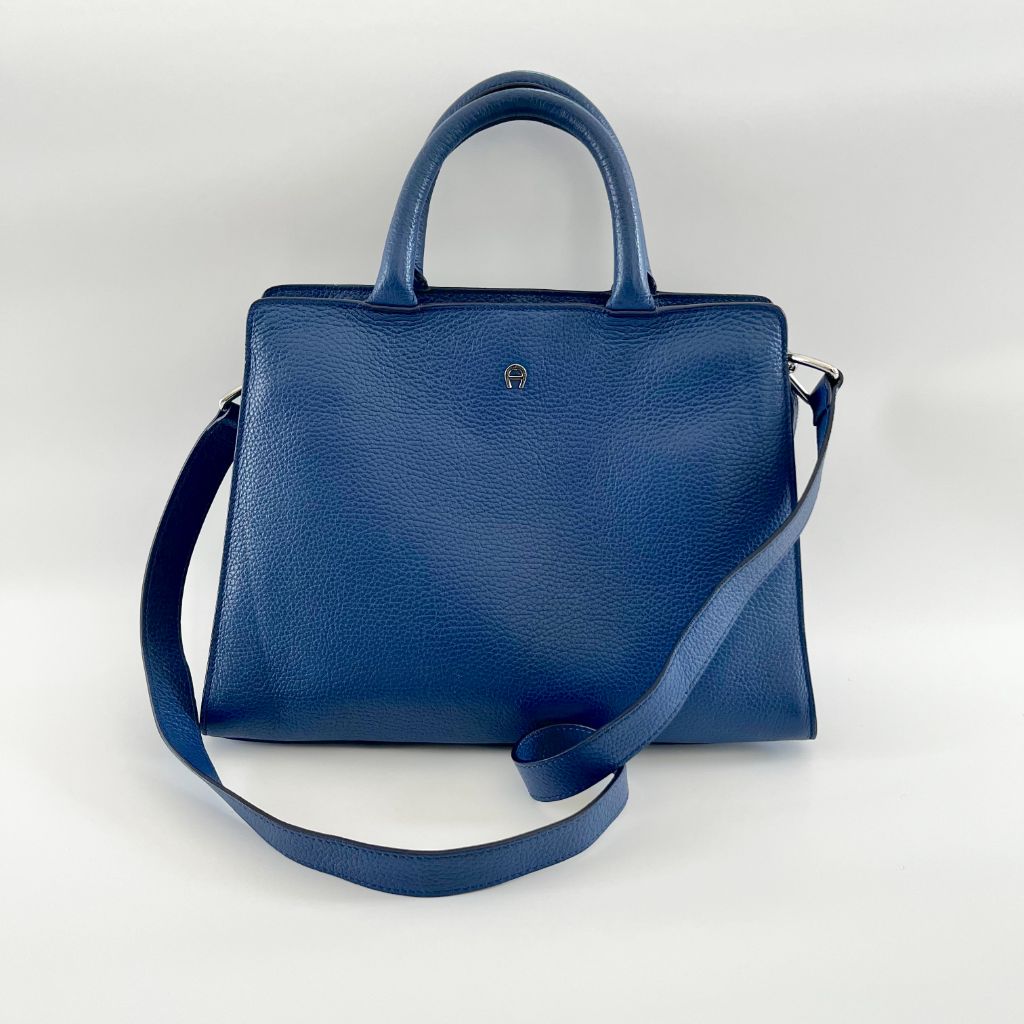 Aigner Blue Leather Medium Cybill Tote