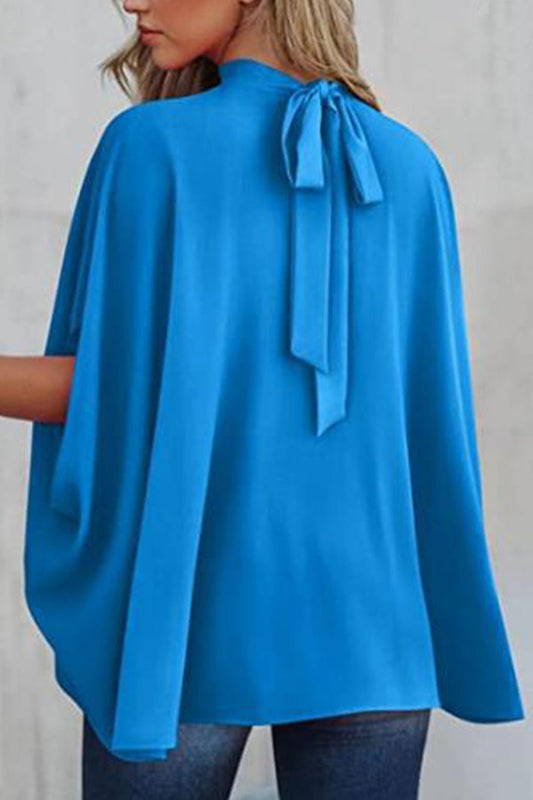 Dolman Sleeve Stand Collar Loose Casual Shirt