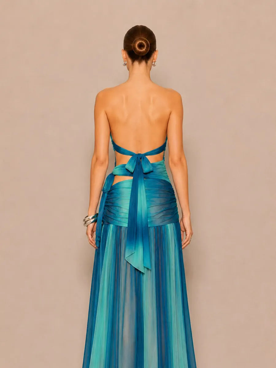 Imelda Cut-out Side-Slit Strapless Maxi Dress